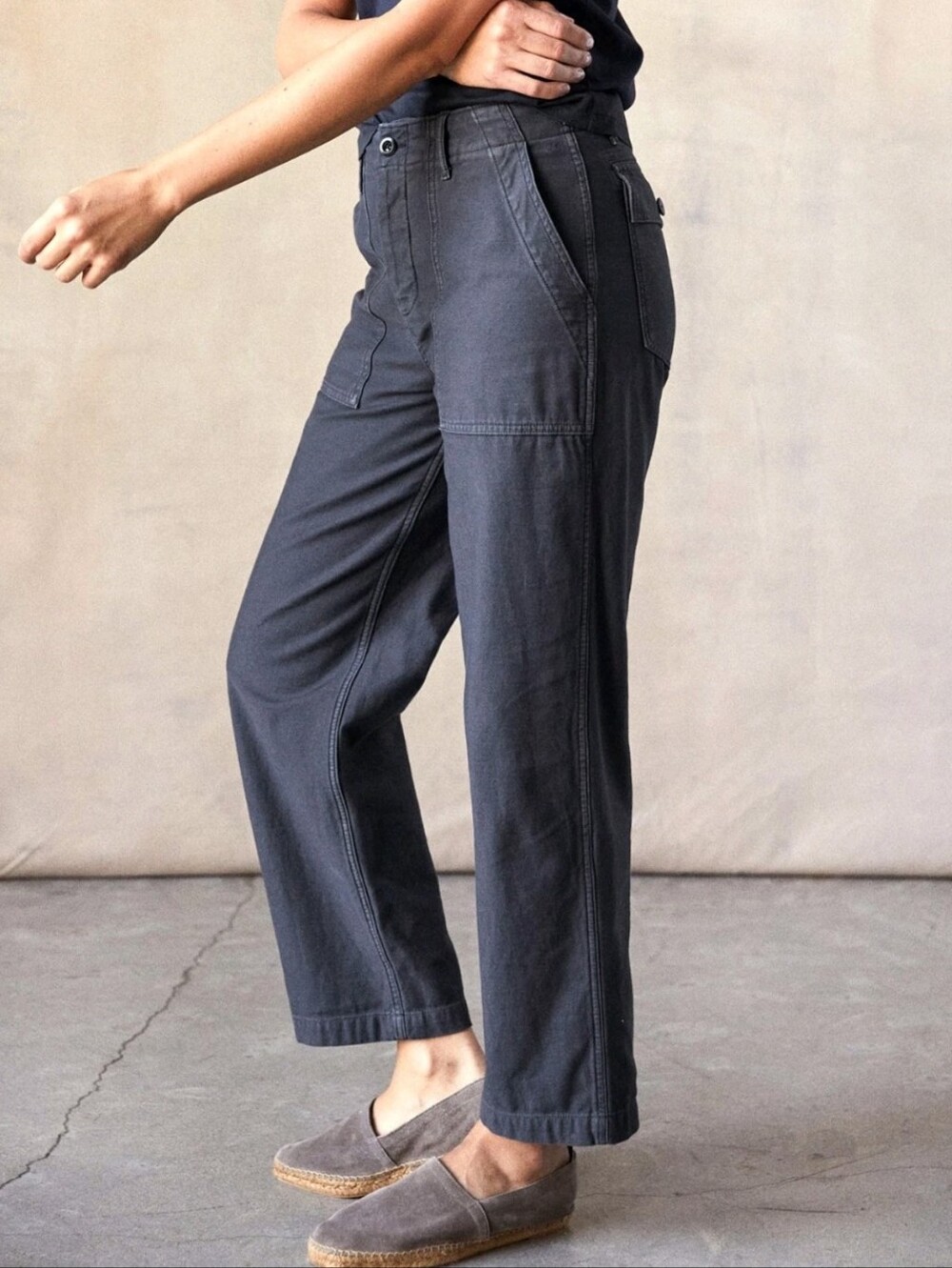 Outerknown Charcoal Wide-Leg Utility Pants